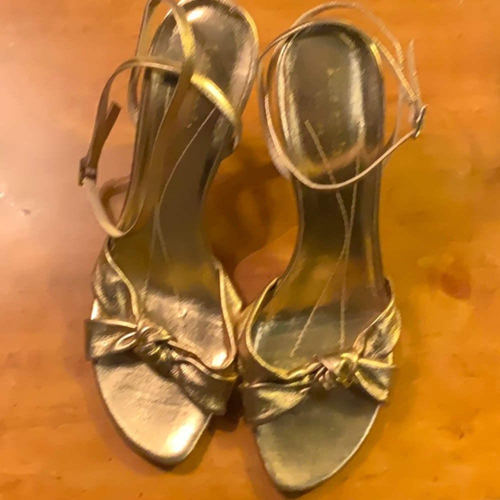 Kate Spade gold leather ankle strap sandals size 9B